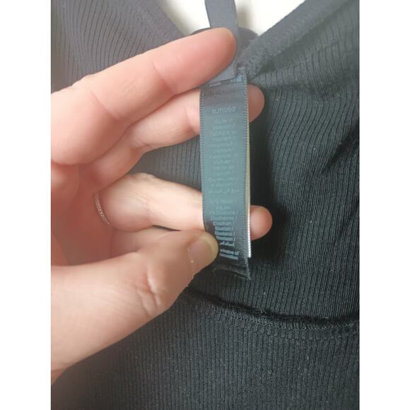 Skims Tank Top XL Cotton Ribbed Cropped Rounded Scoop Neck Black - Picture 3 of 5